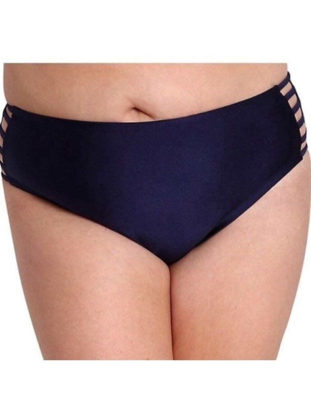 Lysa Swim bottoms Plus size Woman's 3X 26 W navy blue with strappy sides